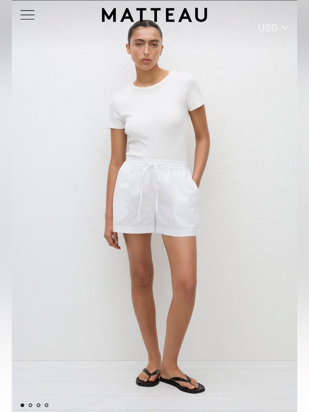 Matteau White Drawstring Relaxed Shorts